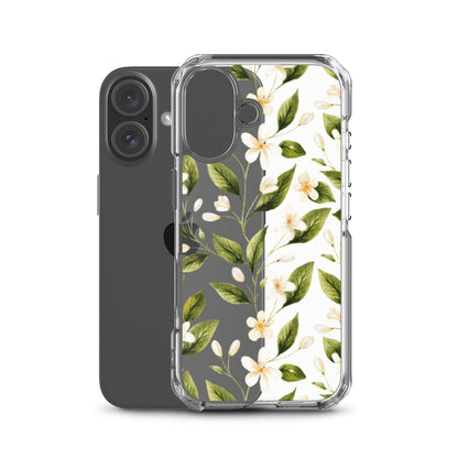 White Floral Clear iPhone Case