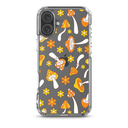 Retro Mushrooms Clear iPhone Case