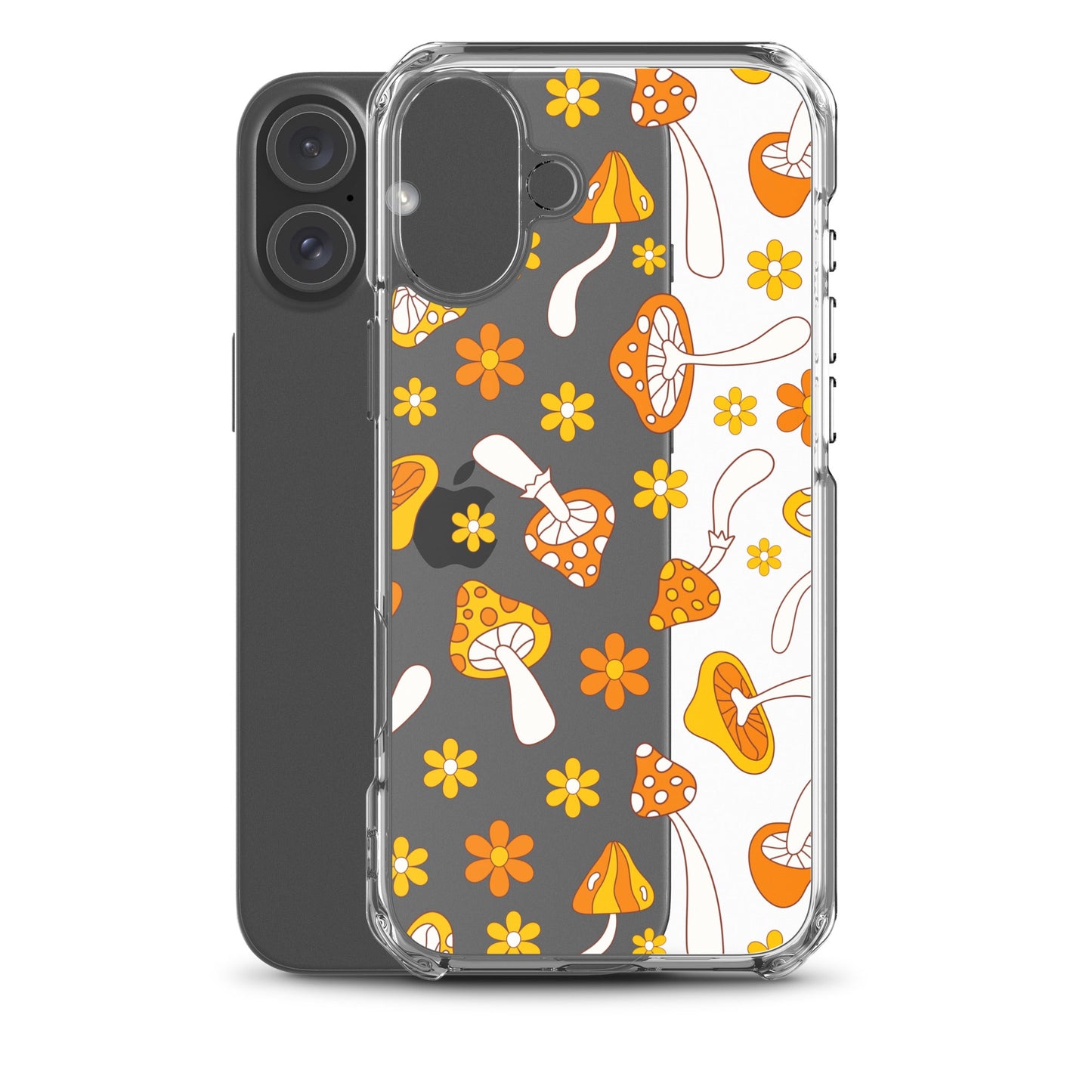 Retro Mushrooms Clear iPhone Case
