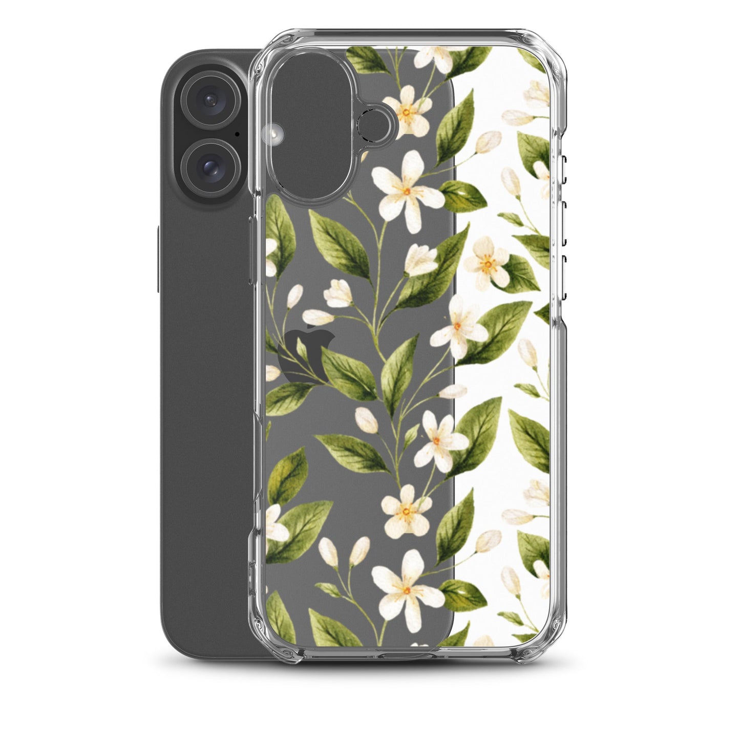 White Floral Clear iPhone Case