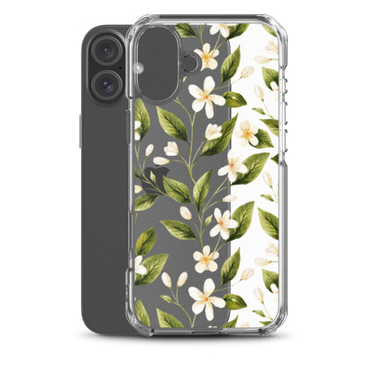 White Floral Clear iPhone Case