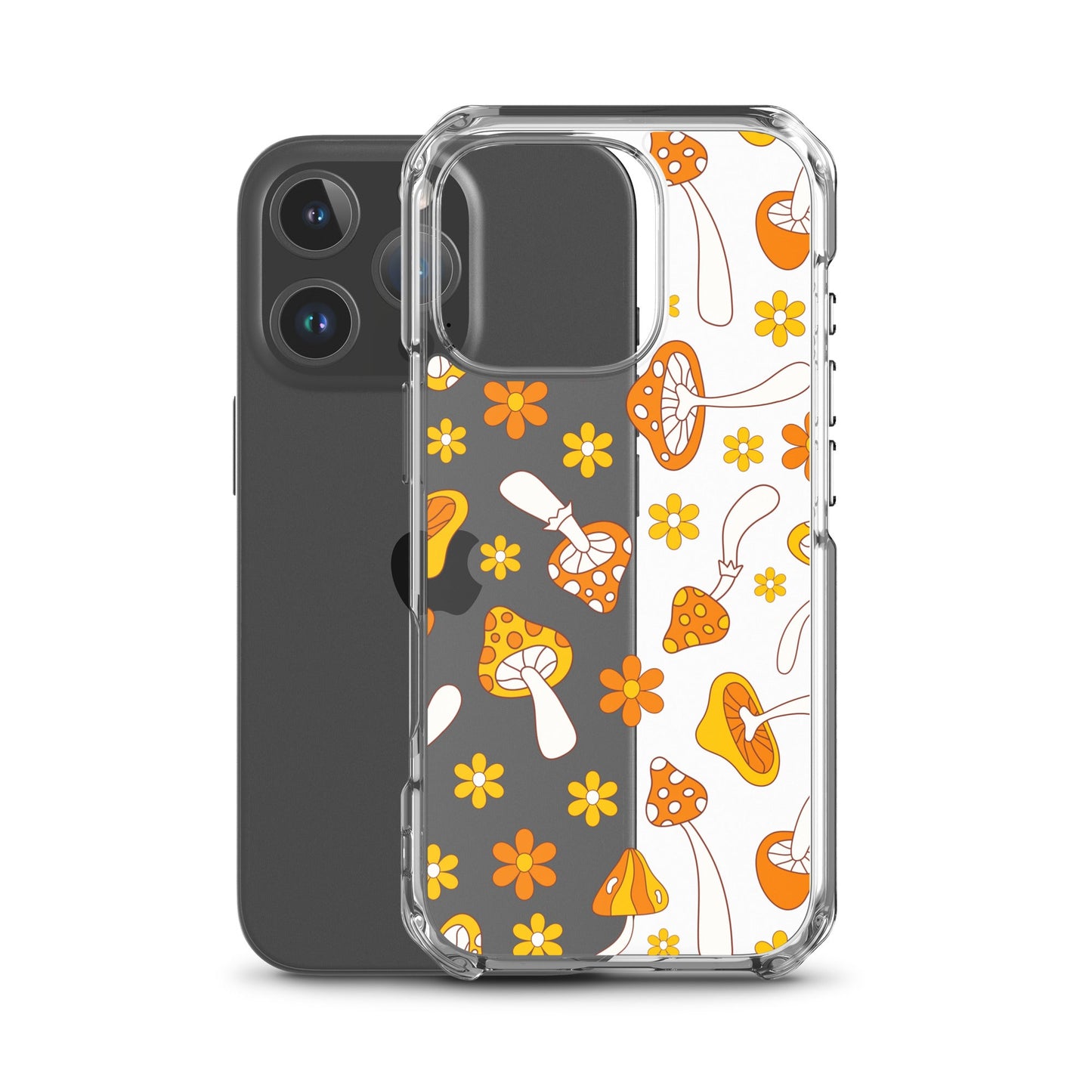 Retro Mushrooms Clear iPhone Case