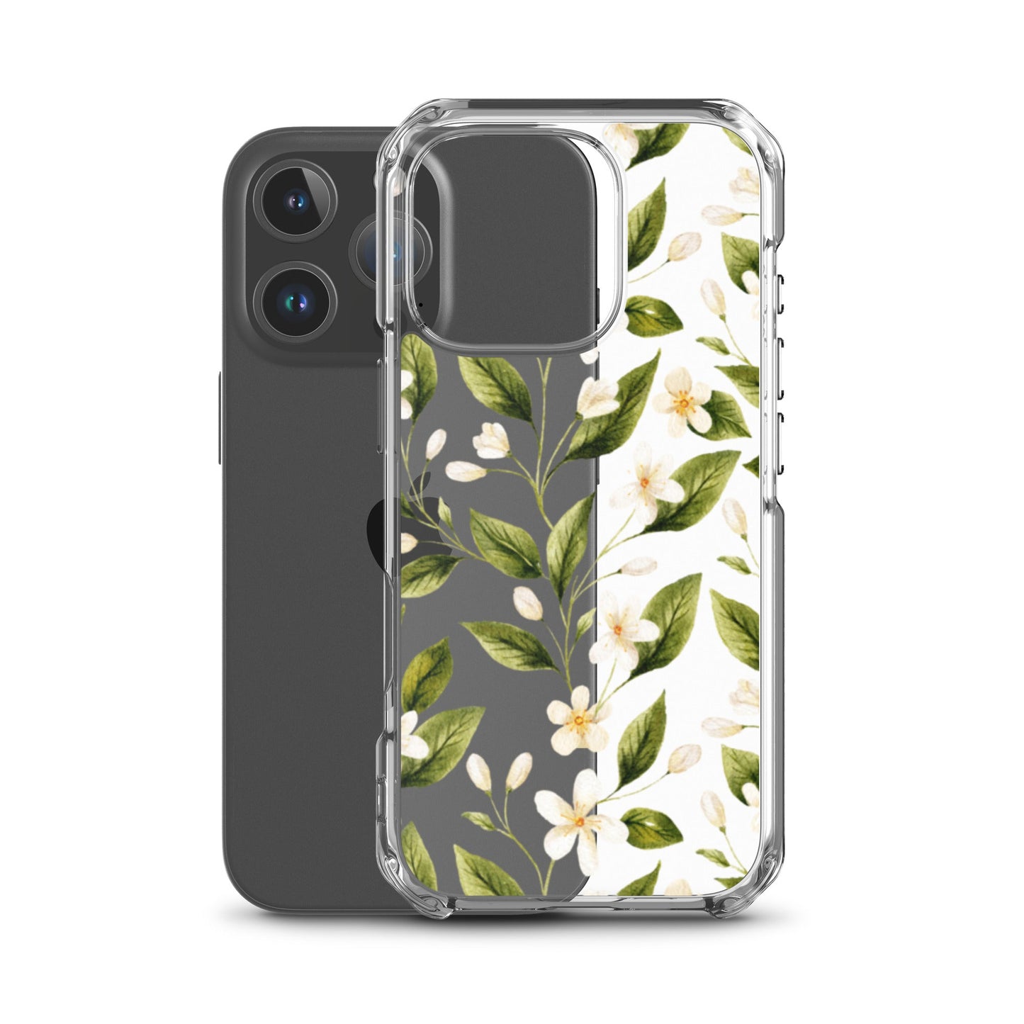 White Floral Clear iPhone Case