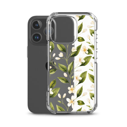 White Floral Clear iPhone Case