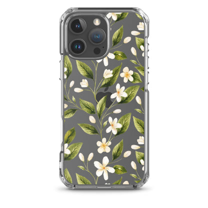 White Floral Clear iPhone Case