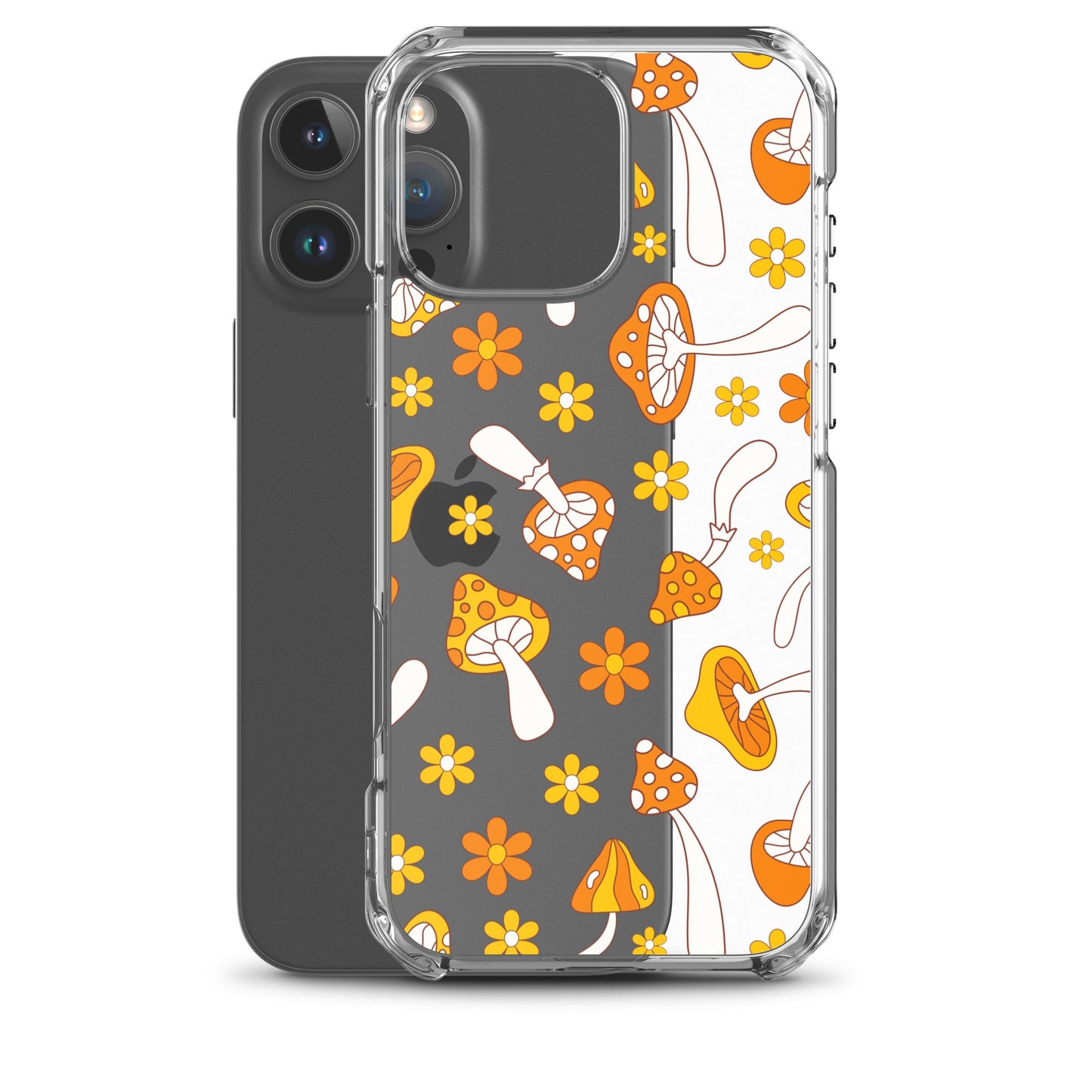 Retro Mushrooms Clear iPhone Case