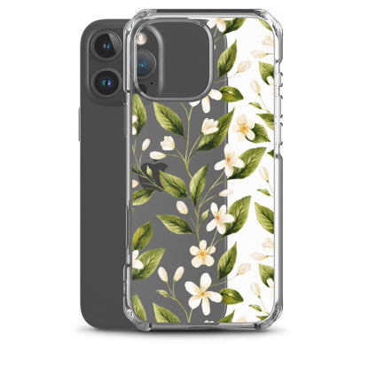 White Floral Clear iPhone Case