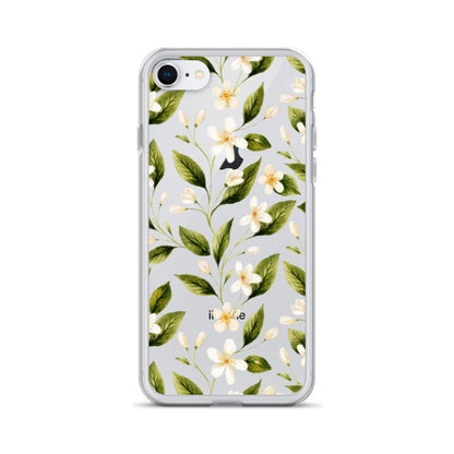 White Floral Clear iPhone Case