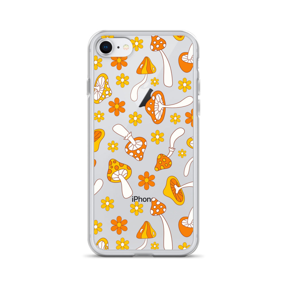 Retro Mushrooms Clear iPhone Case
