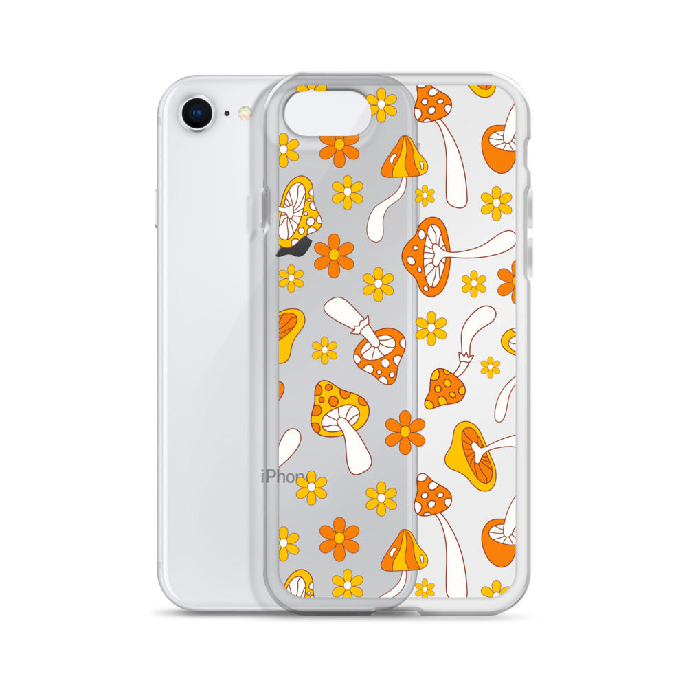 Retro Mushrooms Clear iPhone Case