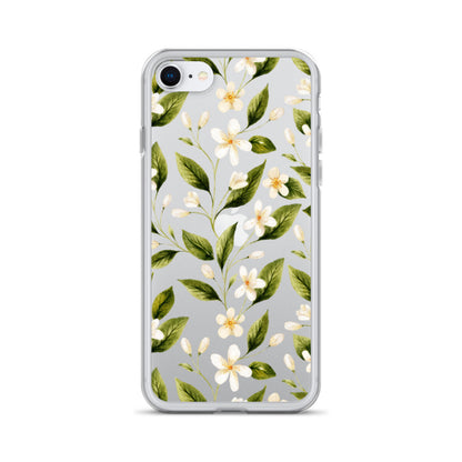 White Floral Clear iPhone Case