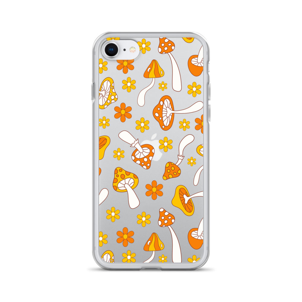 Retro Mushrooms Clear iPhone Case