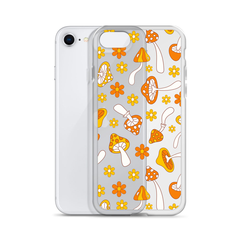 Retro Mushrooms Clear iPhone Case