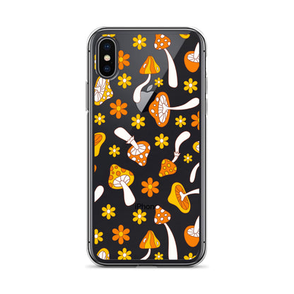 Retro Mushrooms Clear iPhone Case