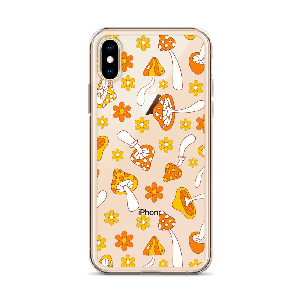 Retro Mushrooms Clear iPhone Case