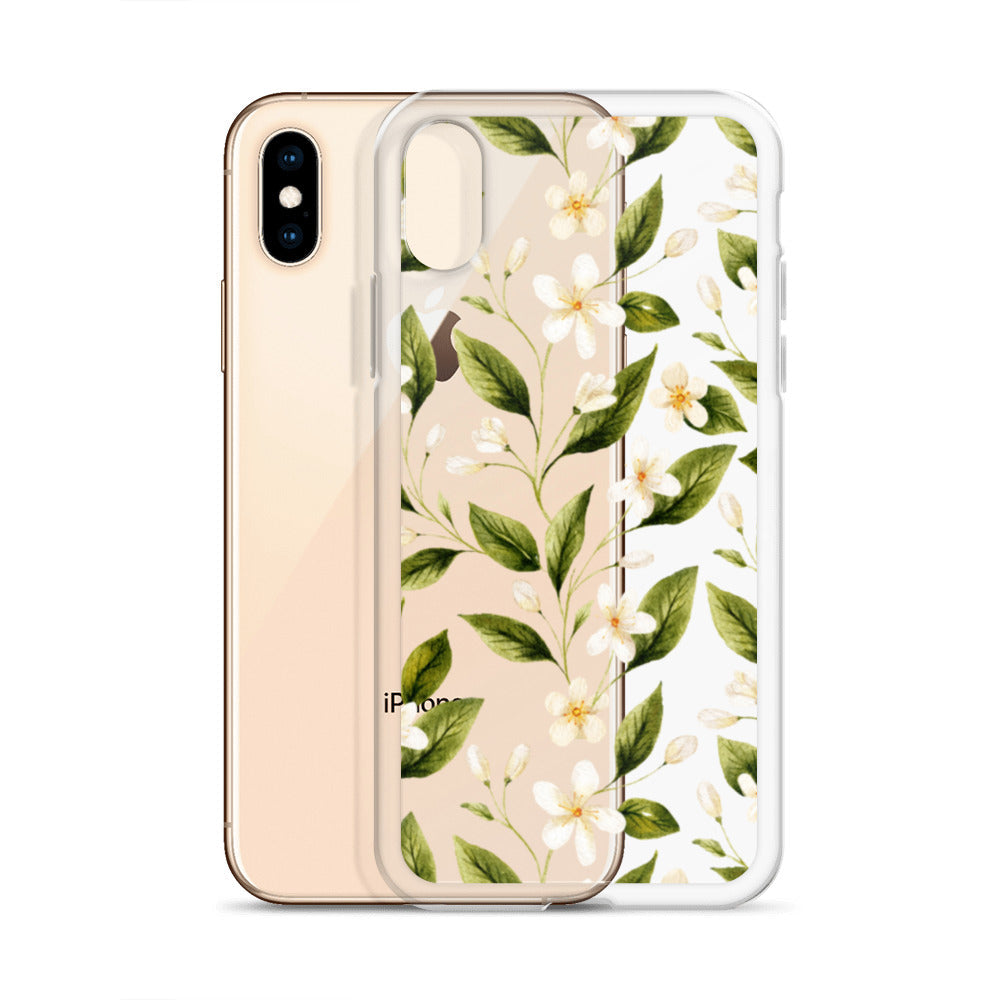 White Floral Clear iPhone Case