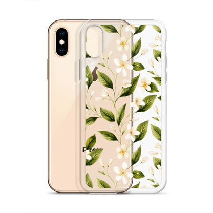 White Floral Clear iPhone Case
