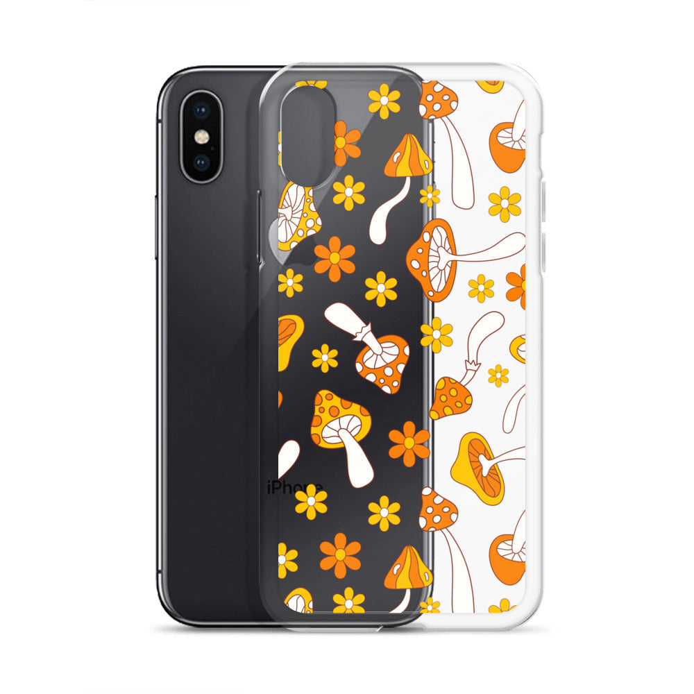 Retro Mushrooms Clear iPhone Case