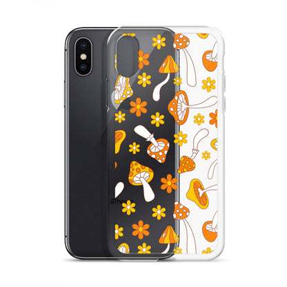Retro Mushrooms Clear iPhone Case