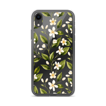 White Floral Clear iPhone Case