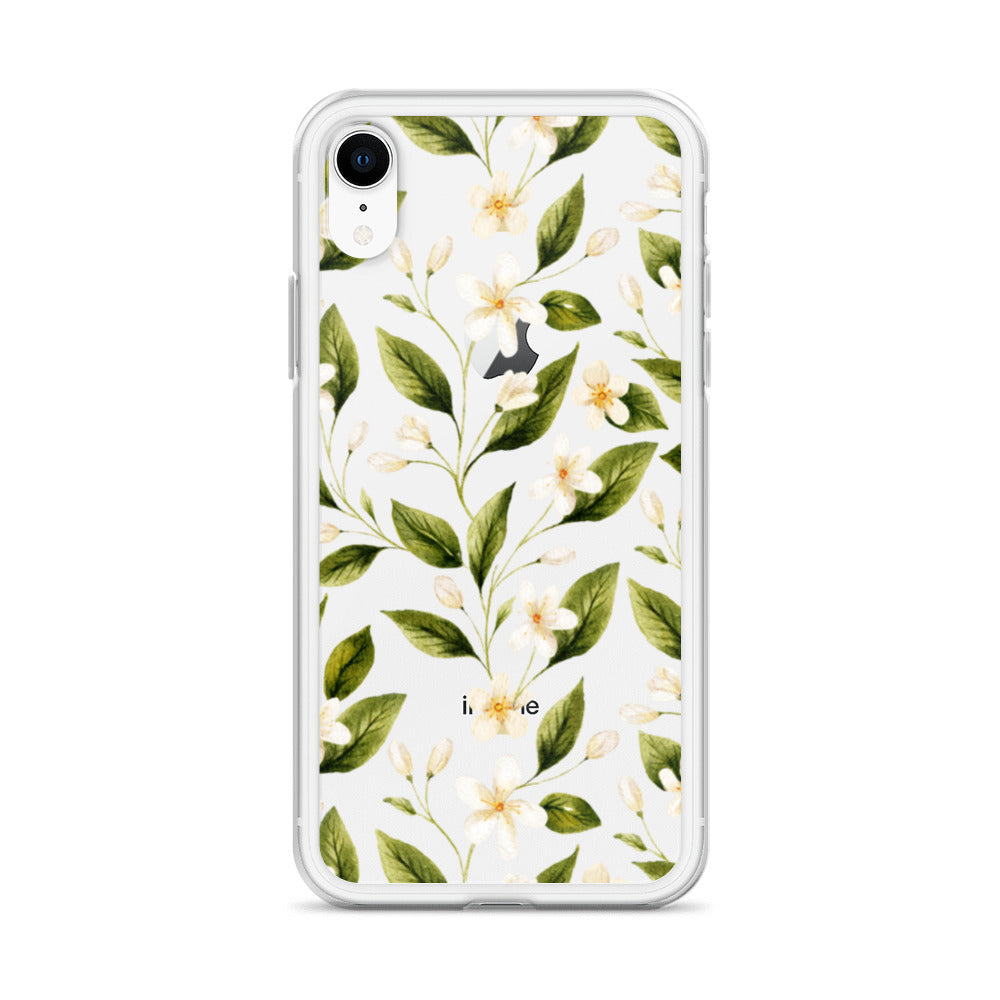 White Floral Clear iPhone Case