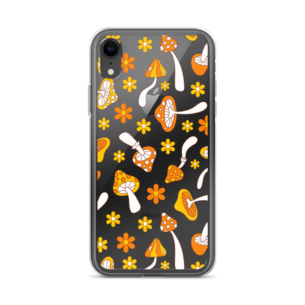 Retro Mushrooms Clear iPhone Case
