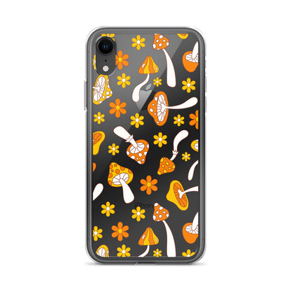 Retro Mushrooms Clear iPhone Case