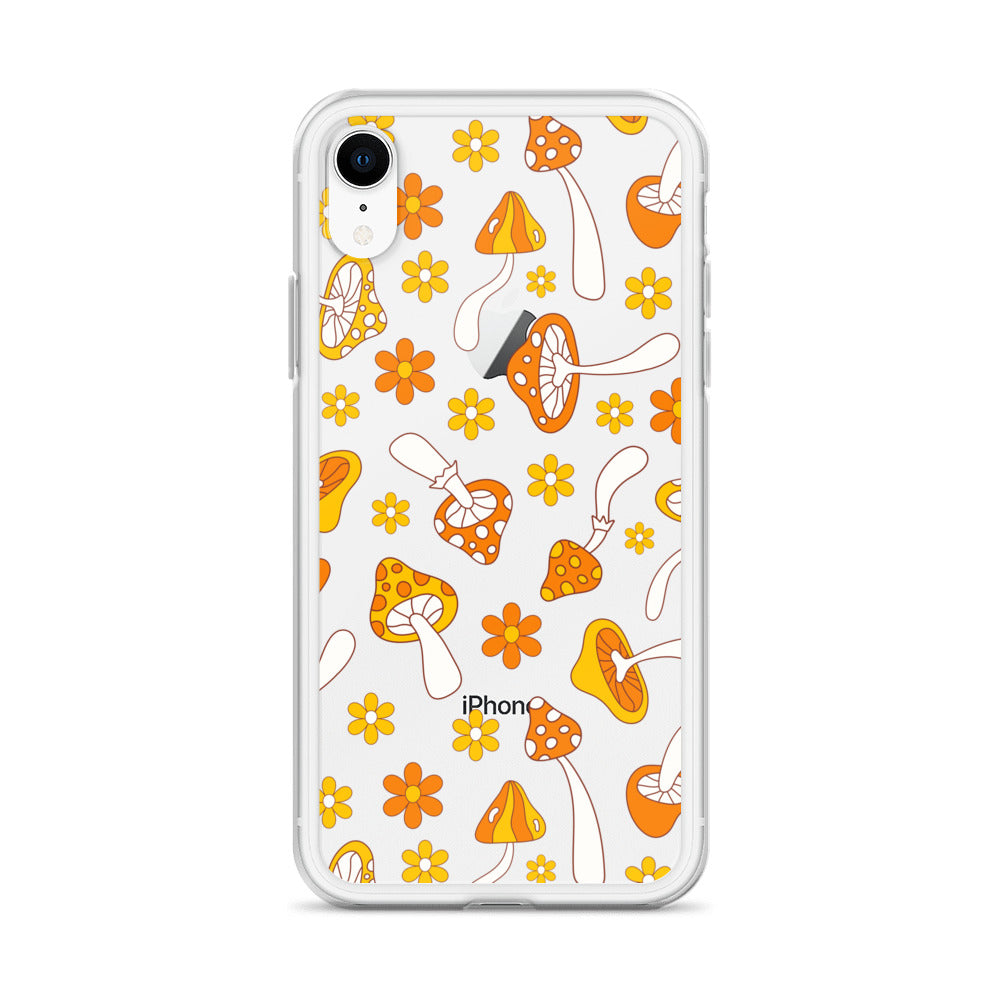 Retro Mushrooms Clear iPhone Case