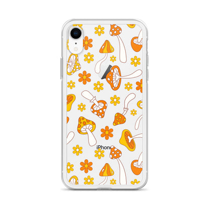 Retro Mushrooms Clear iPhone Case
