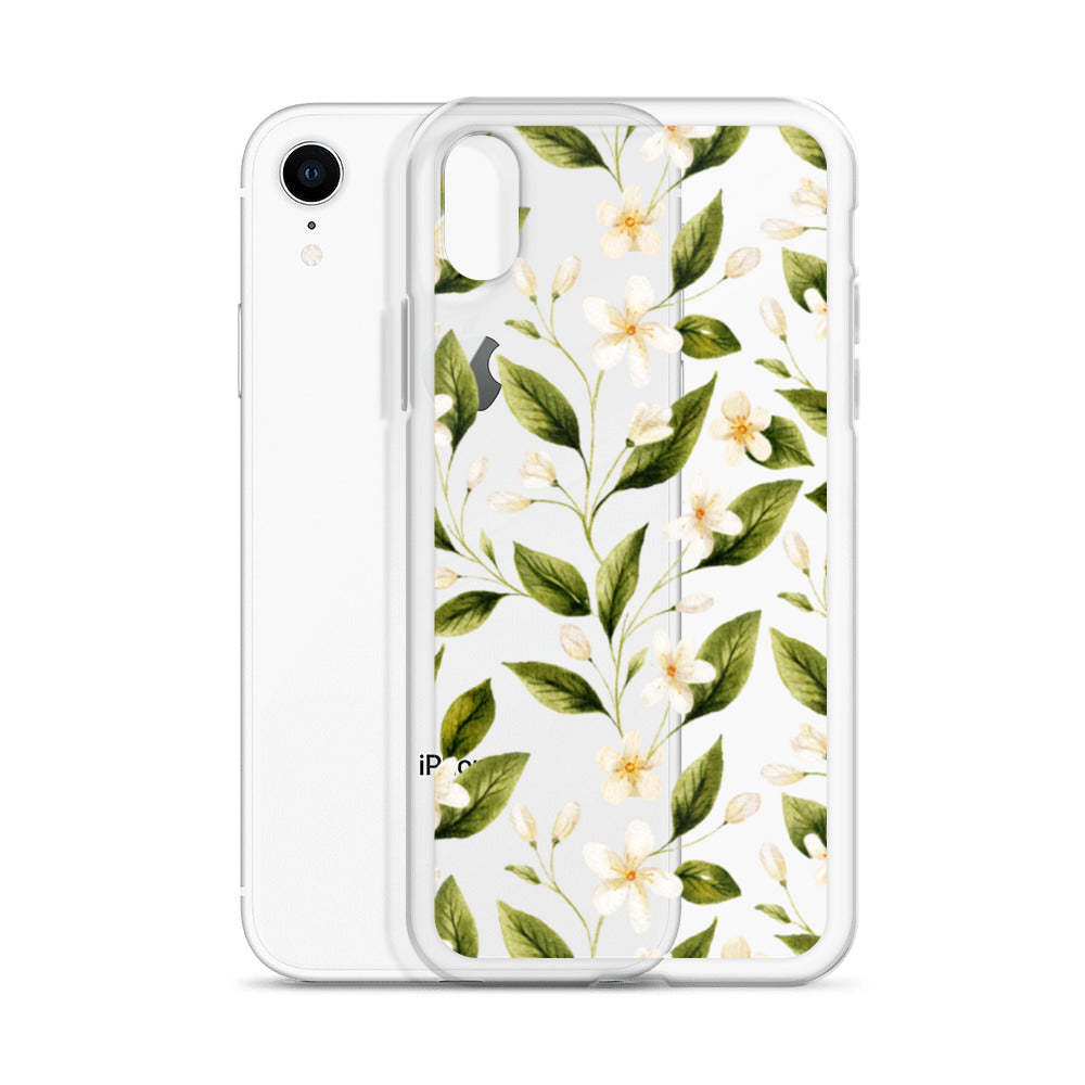 White Floral Clear iPhone Case