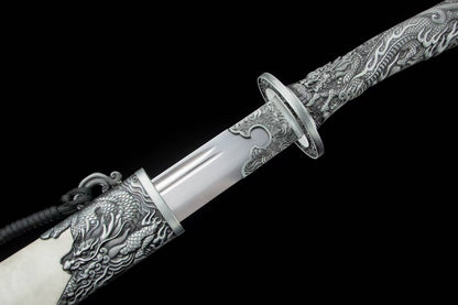 Qing dao Dynasty Army sword,Forged Blade with Alloy Fittings and Faux Leather Scabbard