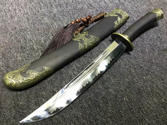 Small qing dao,Hand Forged,High carbon steel burn blade,Black wood,Alloy