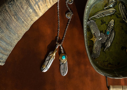 Japanese Street Feather Pendant Necklace