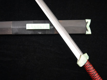 Chinese sword,Han jian,Folded steel blade,Black wood scabbard,Resin fitting