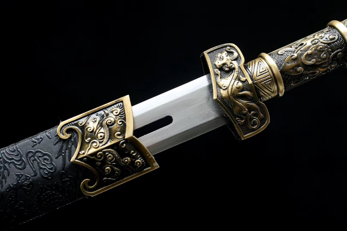 Han jian Forged Hollow Blade,Alloy Fittings,PU Scabbard Length 40"