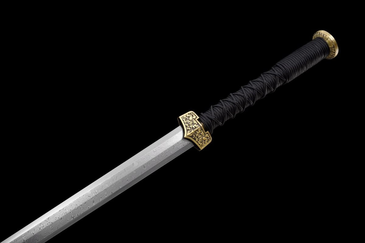 Han jian Swords,Handmade Damascus Steel Blade,Brass Fittings