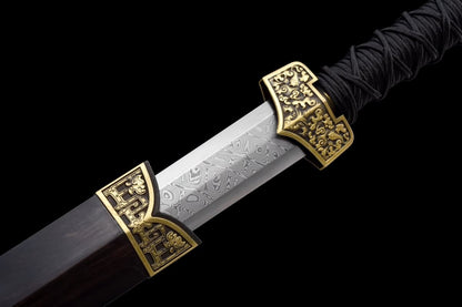 Han jian Swords,Handmade Damascus Steel Blade,Brass Fittings