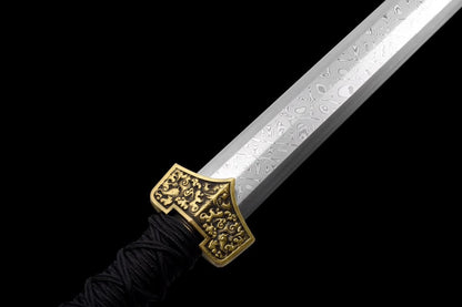 Han jian Swords,Handmade Damascus Steel Blade,Brass Fittings