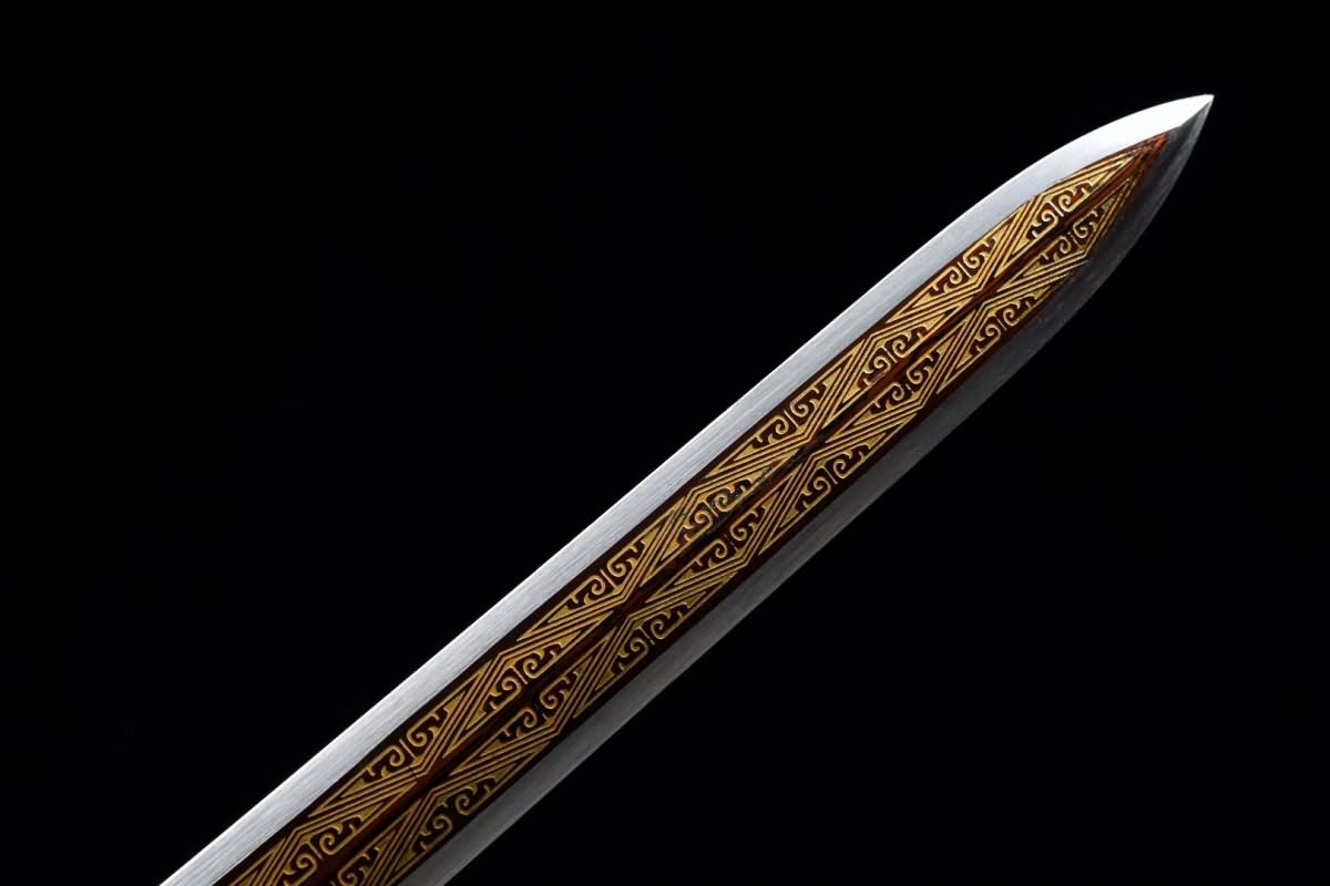 Dragon Han jian Sword,Forged Damascus balde,Brass Fittings