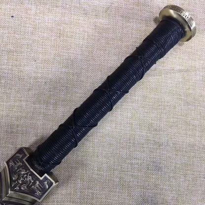 Han jian,Damascus Steel red blade,Redwood scabbard,Brass fittings