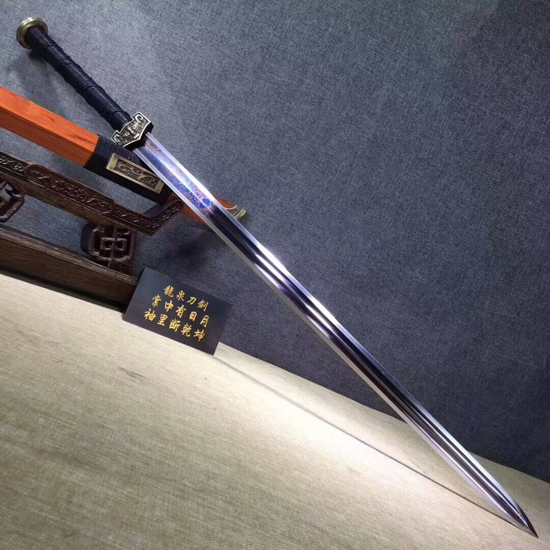 Han jian,Damascus Steel red blade,Redwood scabbard,Brass fittings