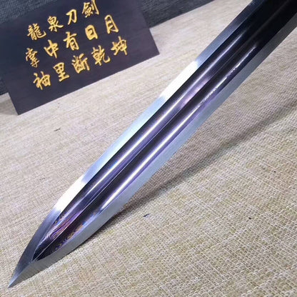 Han jian,Damascus Steel red blade,Redwood scabbard,Brass fittings