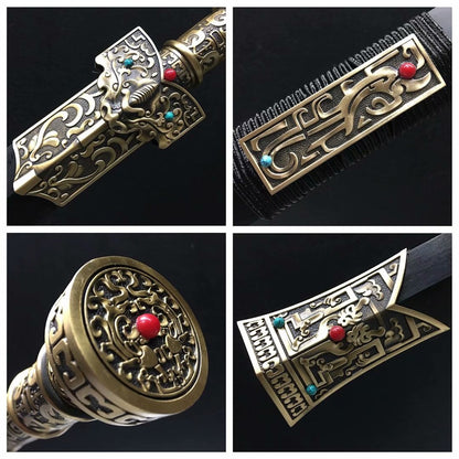 Han jian sword,Damascus steel blade,Brass fittings