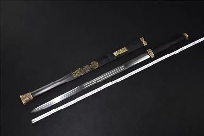 Han jian sword,Damascus steel blade,Brass fittings