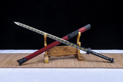 Han jian sword,Etch blade,Redwood scabbard