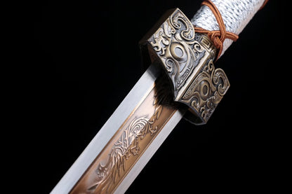 Han Jian,Handmade art,High carbon steel etch blade,Black wood,Alloy