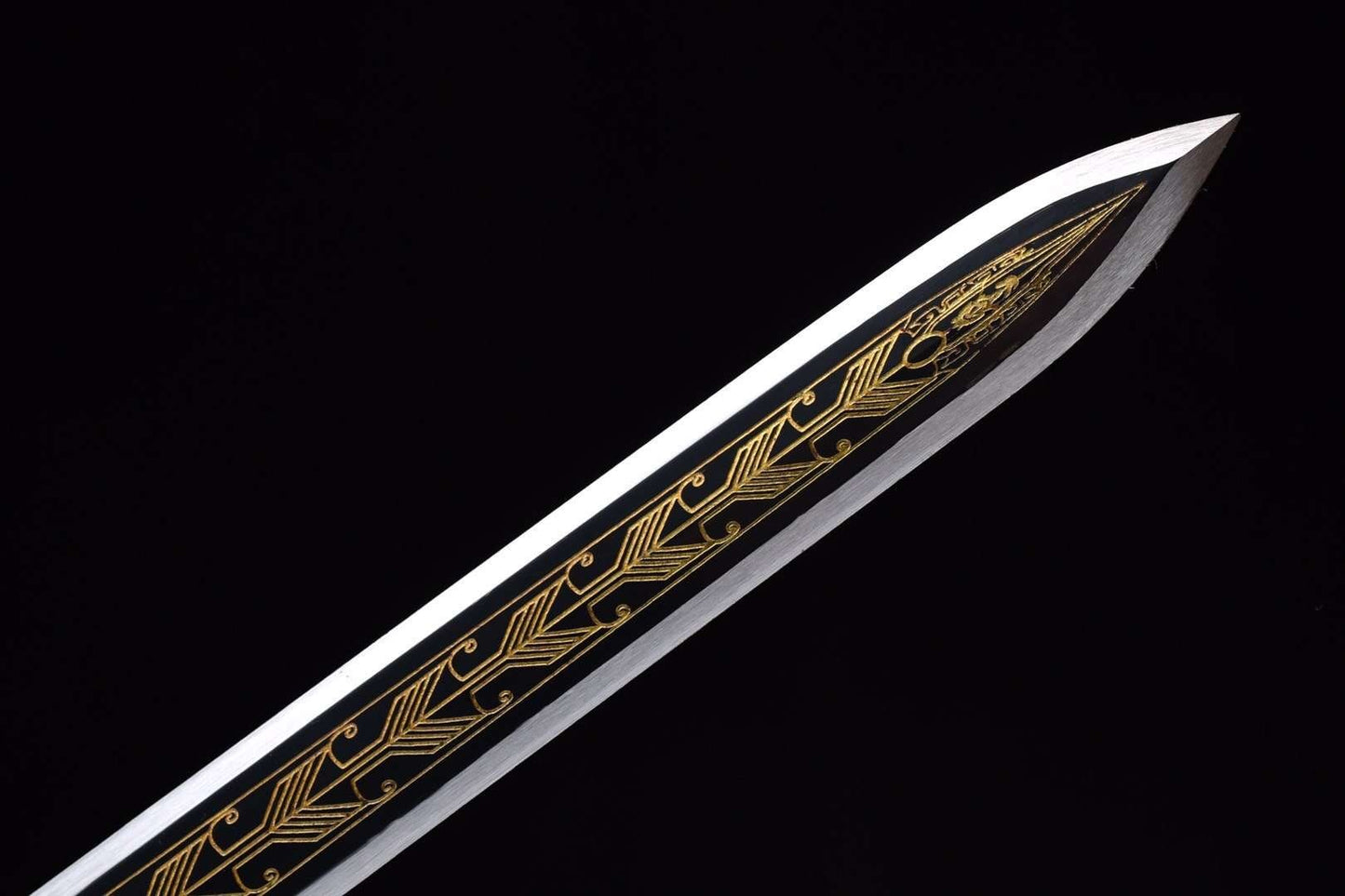 Han jian sword,High carbon steel etch blade,Red wood scabbard