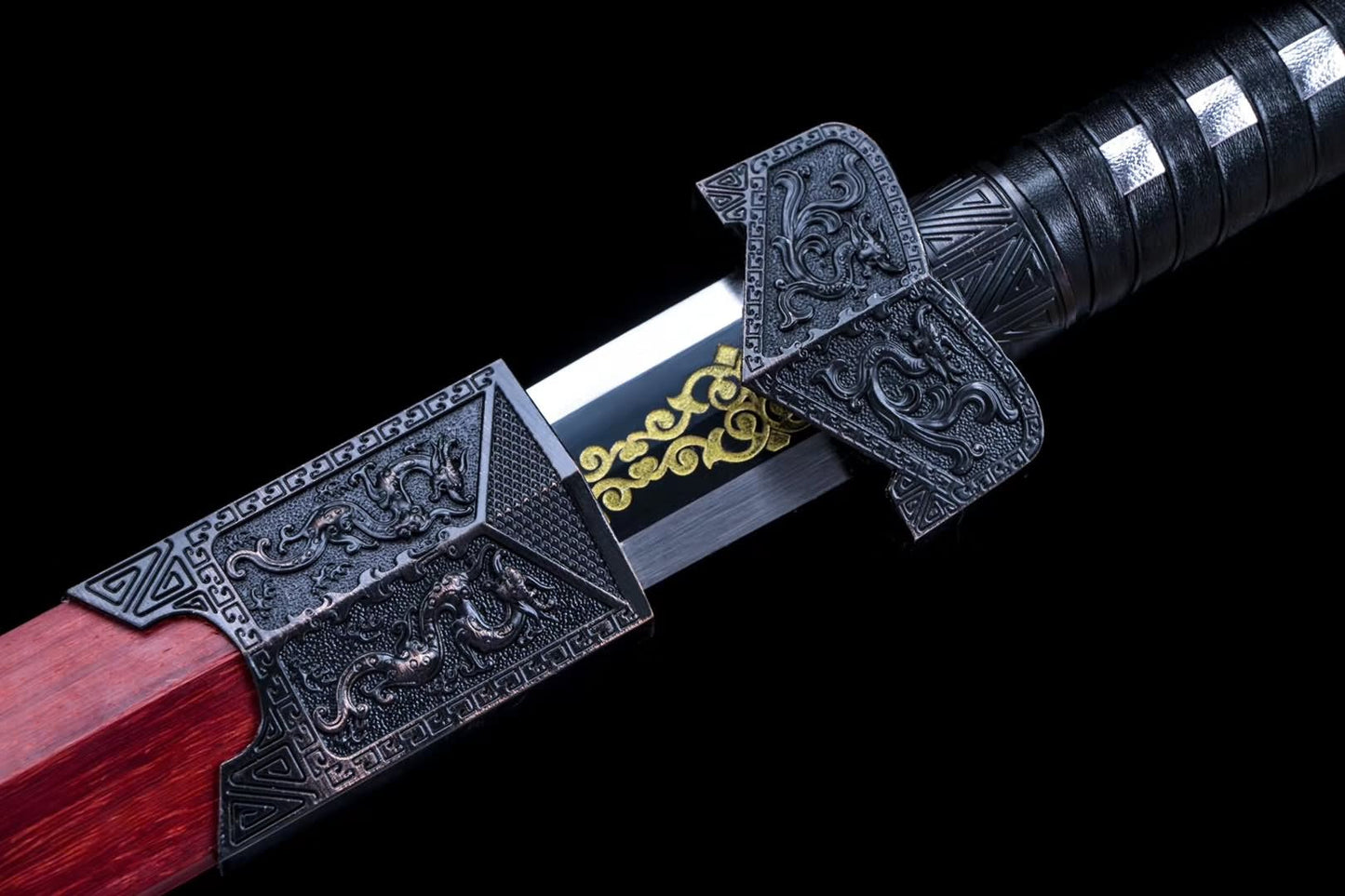 Han jian sword,Etch blade,Redwood scabbard