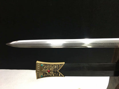 Han jian sword,Damascus steel blade,Brass fittings