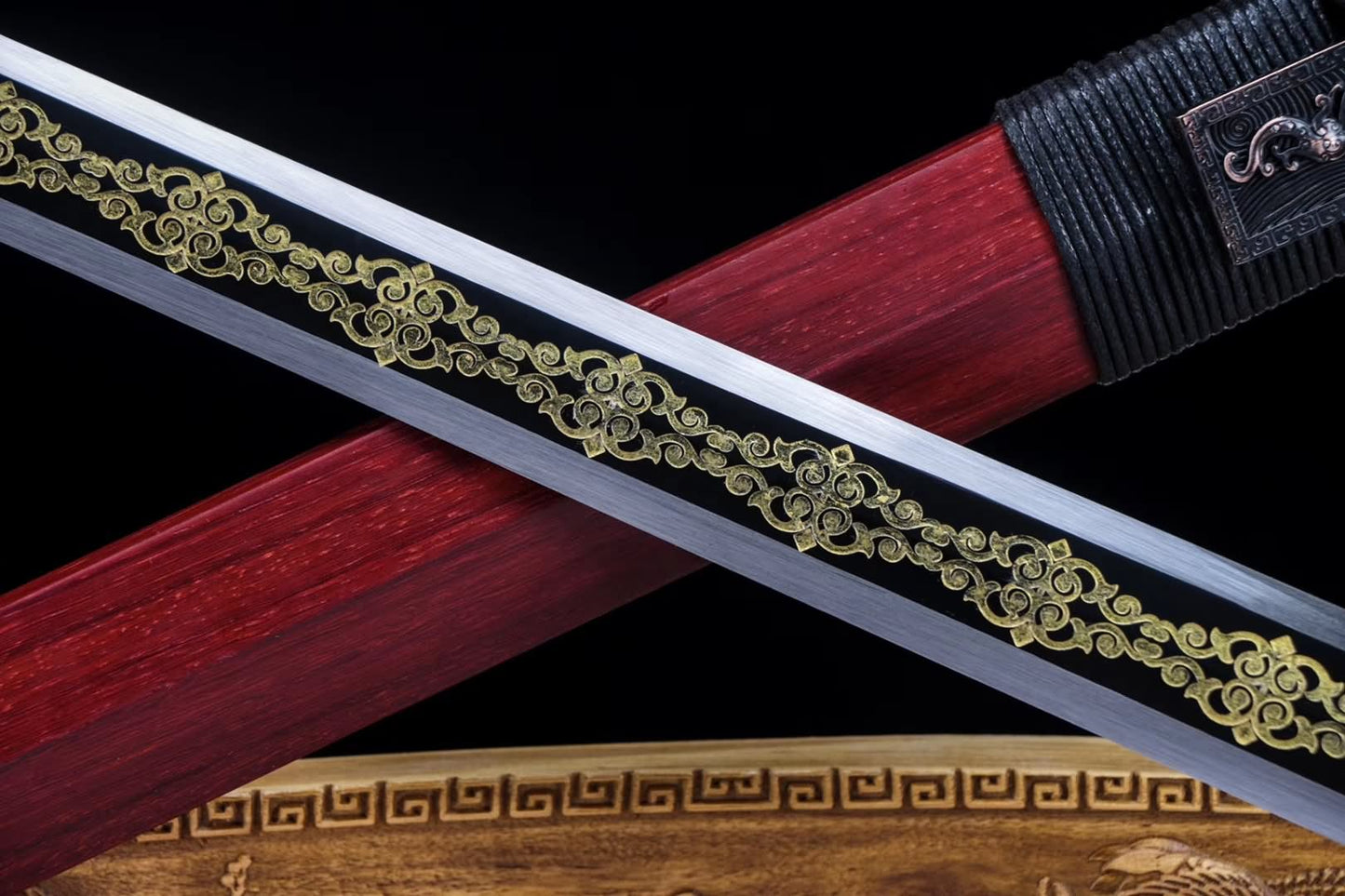 Han jian sword,Etch blade,Redwood scabbard